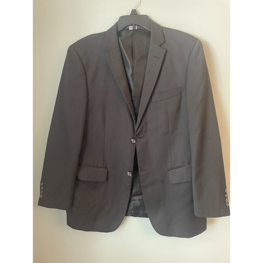LINEAGE PREMIUM FABRICS HIGH PERFORMANCE MENS COAT‎ 42R 36 W Pinstripe Charcoal